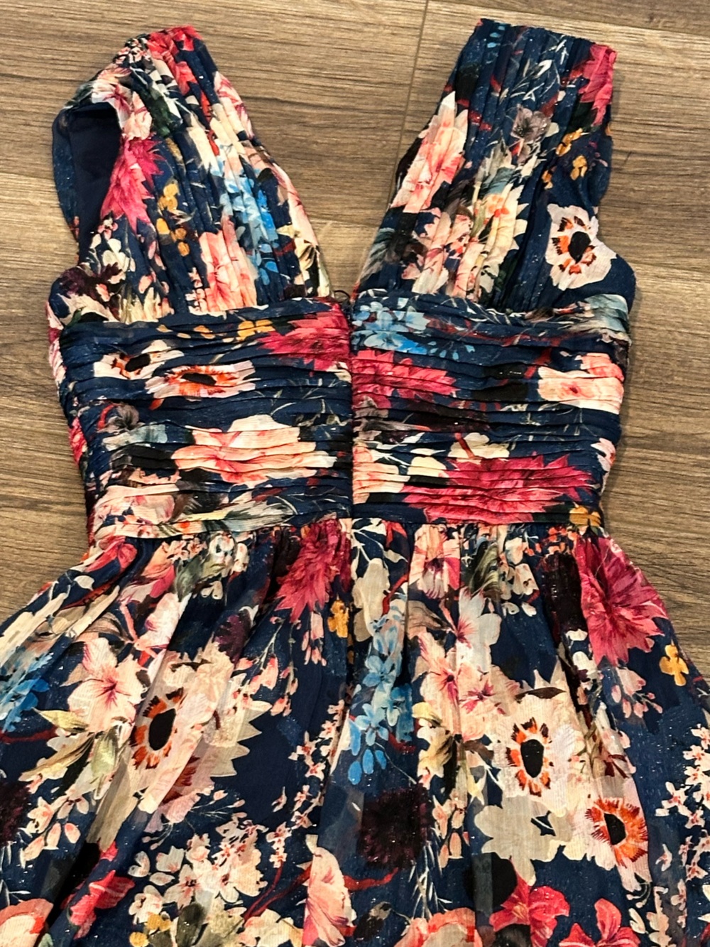 NWT! Dress the Population Jaclyn Navy Floral V-Neck Maxi Dress XXS - Picture 7 of 11